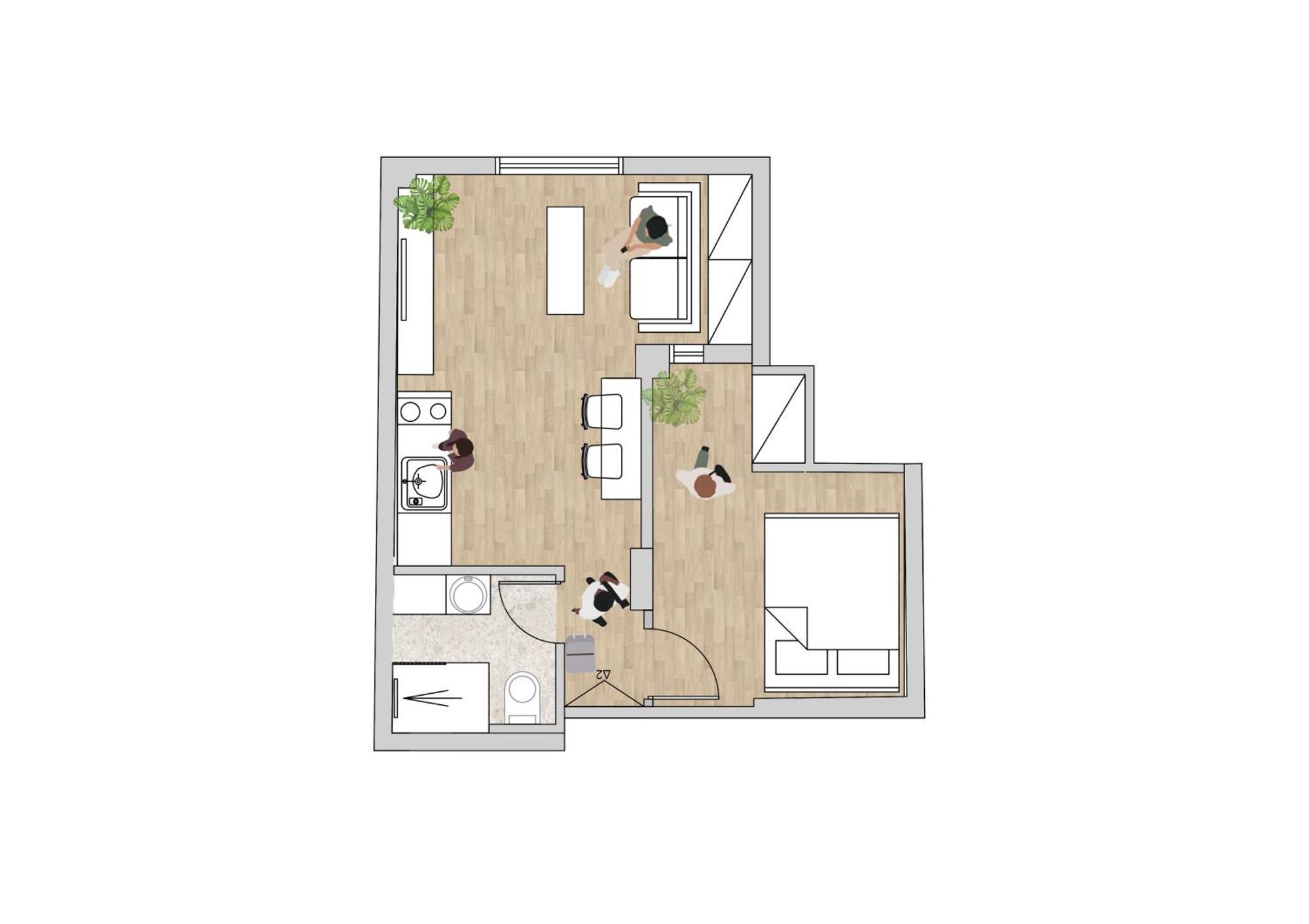 Apartment Honey Oak & Cream Patio By Nest